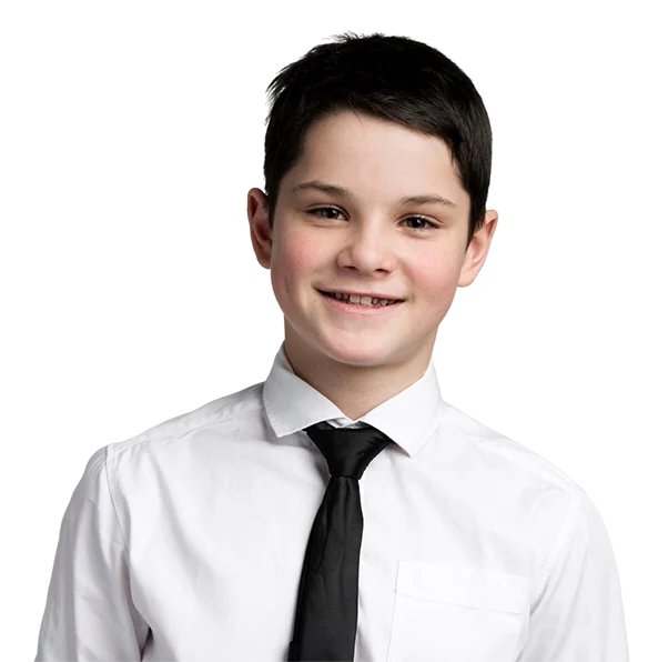Grammar School Boy wearing white shirt and a black tie